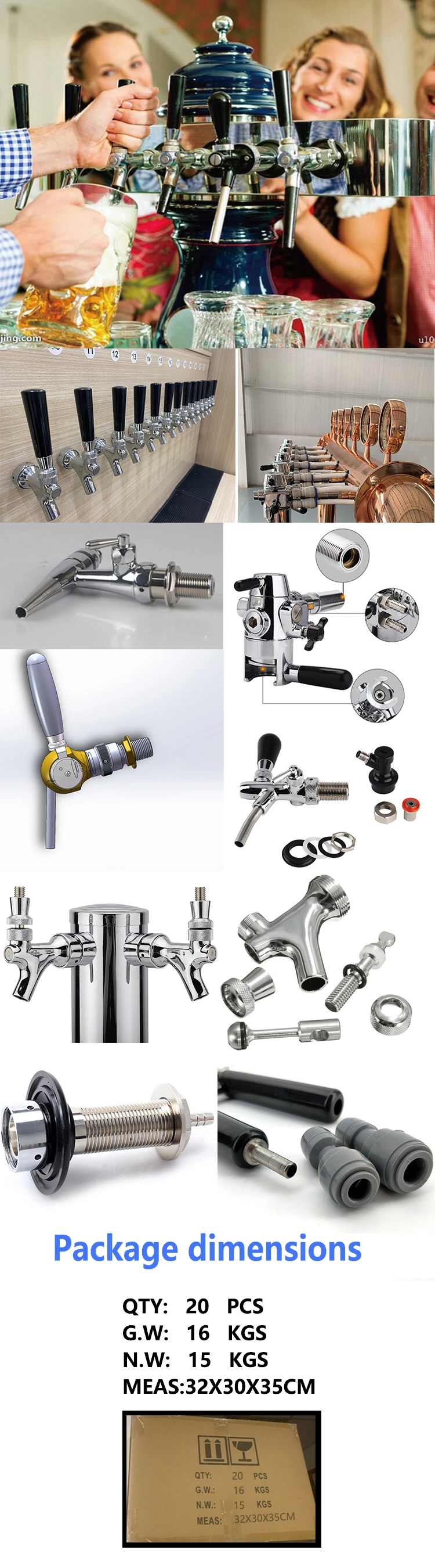 Draft Beer Faucet for Keg Tap Tower Beer Shank and Kegerator Kegerator Tower